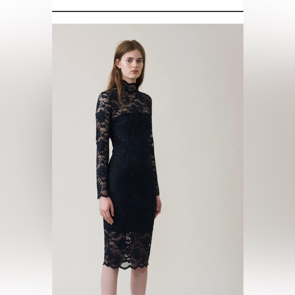 Ganni Elegant Navy Lace Dress Size 6 - Picture 7 of 15